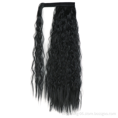 wavy Ponytail hair extension synthetic Long afro kinky curly wrap around clip in ponytail Magic Paste heat resistant hairpiece